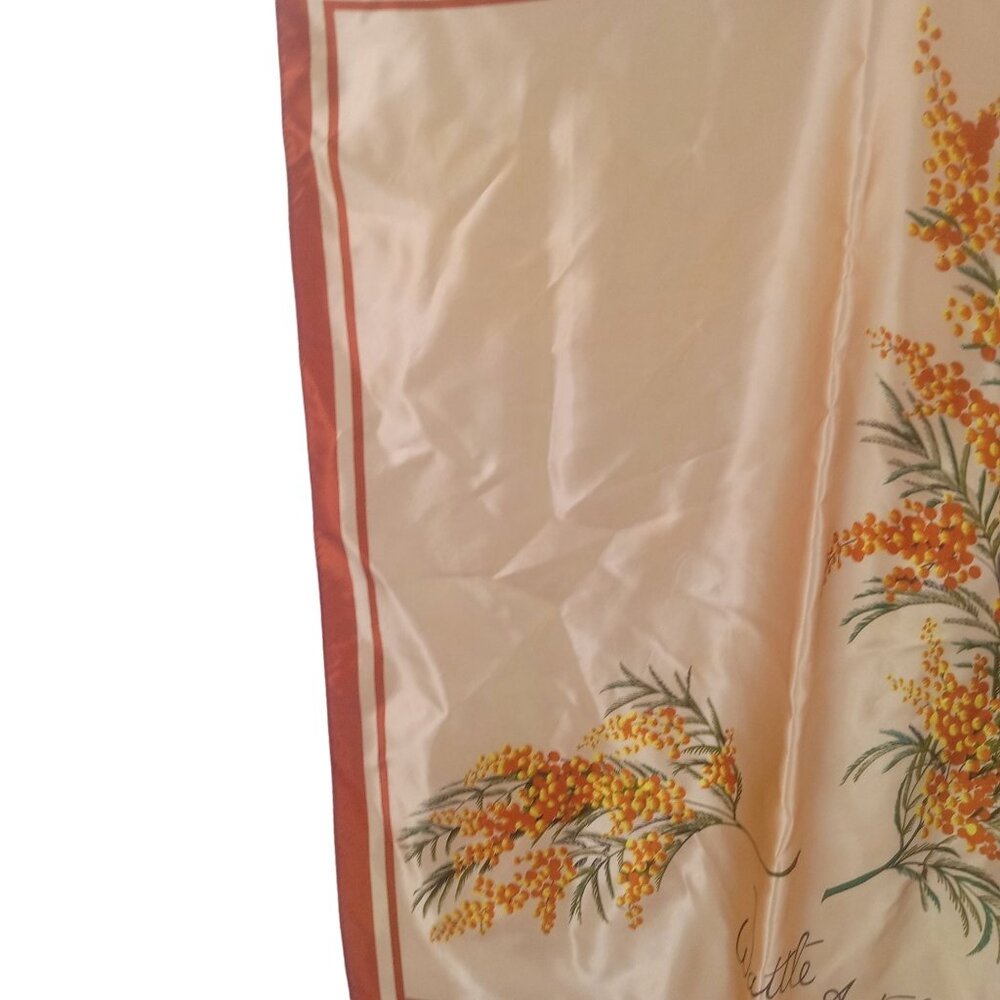 Vintage Australia Souvenir Square Large Scarf Wattle Flower Signed Neil AS IS - Picture 5 of 15